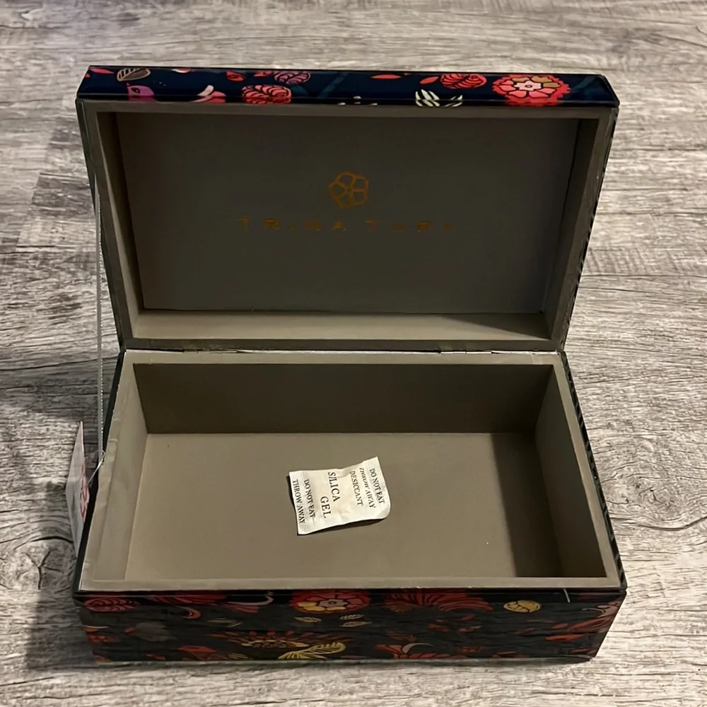 Trina Turk Jewelry Box Decorative Blue Birds Flower Tinkerbox